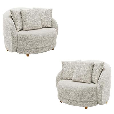 Kit 2 Poltronas Decorativas Base Fixa Galáxia Com Almofadas Boucle Branco G45 - Gran Belo