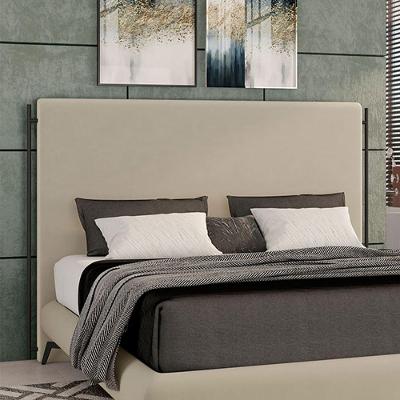 Cabeceira Design Para Cama De Casal Bezos Pés Em Madeira Veludo Bege G91 - Gran Belo