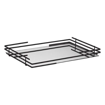 Bandeja Celine com Base Espelhada e Design Moderno Preta Hara