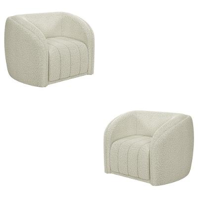 Kit 2 Poltronas Decorativas Sala De Estar Adam Boucle Off White G45 - Gran Belo