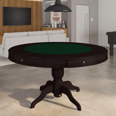 Mesa De Jogos Carteado 6 Lugares Bellagio Com Gavetas E Tampo Reversível Base Estrela Com Tecido Tabaco/verde G42 - Gran
