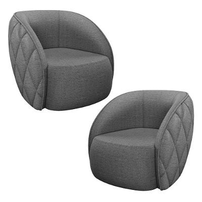 Kit 2 Poltronas Decorativas Clarke Linho Chumbo G45 - Gran Belo