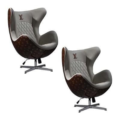 Kit 2 Poltronas Decorativas Egg Chair Lv Branco/marsala G53 - Gran Belo