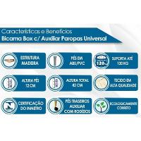 Cama Box Base c/Auxiliar Solteiro Universal Tecido Bordado White (88x188x30) - Paropas