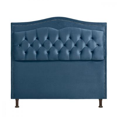 Cabeceira Solteiro Holanda Plus Veludo Azul Shop das Cabeceiras