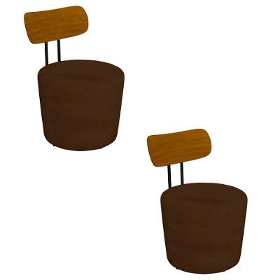 Kit 2 Poltronas Decorativas Addams Veludo Marrom G45 - Gran Belo