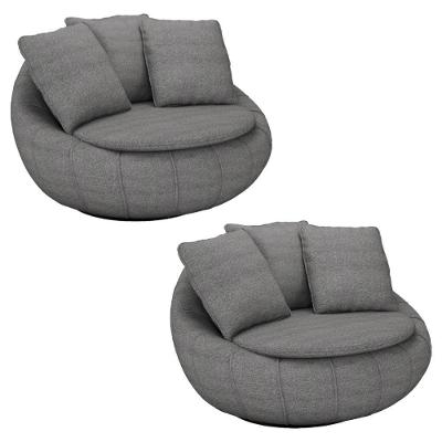 Kit 2 Poltronas Decorativas Giratória Sala De Estar Afrodite Linho Cinza G45 - Gran Belo