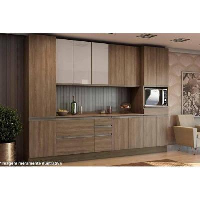 Kit de Cozinha Completa 8 Peças Maxxi  (2 Armários + 2 Balcões + 2 Paneleiros + 2 Complementos) C8P24 Nogal - Kappesberg