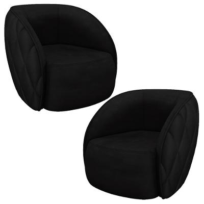 Kit 2 Poltronas Decorativas Clarke Veludo Preto G45 - Gran Belo