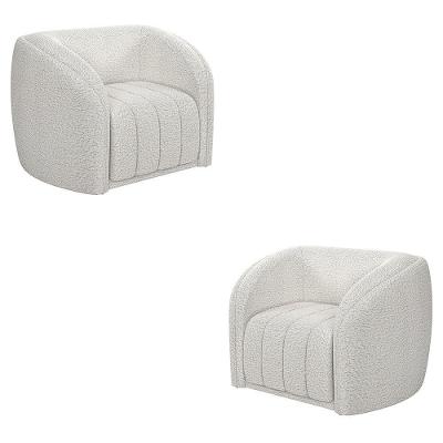 Kit 2 Poltronas Decorativas Sala De Estar Adam Boucle Branco G45 - Gran Belo