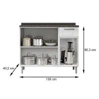 Kit de Cozinha Modulada 4 Peças Múltipla  (2 Armários + 1 Balcão + 1 Paneleiro) C4P74 Branco/Preto - Bertolini - 2