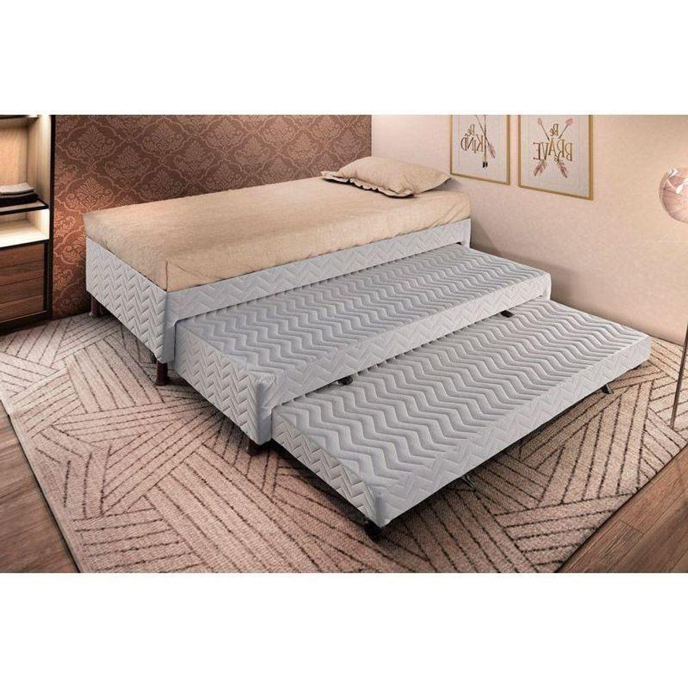 Cama Box Base c/2 Auxiliares Solteiro Universal Rústico Bordado White (88x188x32) - Paropas - 7