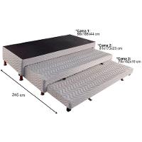 Cama Box Base c/2 Auxiliares Solteiro Universal Rústico Bordado White (88x188x32) - Paropas - 3