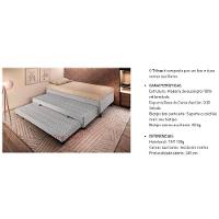 Cama Box Base c/2 Auxiliares Solteiro Universal Rústico Bordado White (88x188x32) - Paropas - 3
