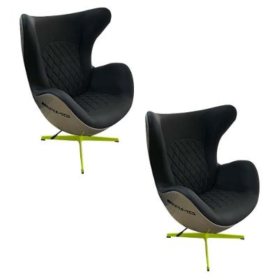 Kit 2 Poltronas Decorativas Egg Chair Mercedes Amg Cinza/verde G53 - Gran Belo