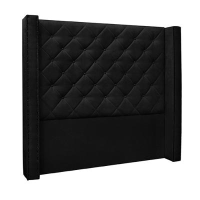 Cabeceira Decorativa Casal 1,64m Loewe Suede Preto G63 - Gran Belo