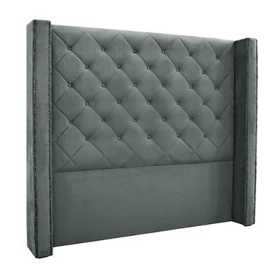 Cabeceira Decorativa Casal 1,64m Loewe Veludo Cinza G63 - Gran Belo