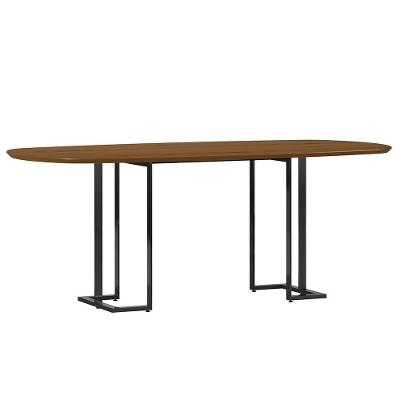 Mesa De Jantar 8 Lugares Retangular Orgânico 200cm Pés Industrial Alina N01 Cinamomo Preto - Lyam Decor