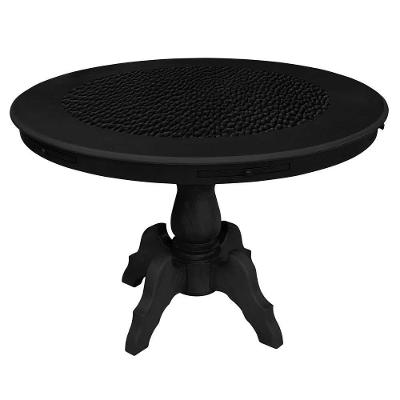 Mesa De Jogos Carteado Montreal 6 Lugares Redonda Tampo Reversível Com Gavetas E Porta Copos Preto Fosco G36 - Gran Belo