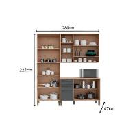 Kit De Cozinha 3Pçs Napoli Prime (1 Armário + 1 Balcão + 1 Paneleiro) C3p02 Castanho/chumbo