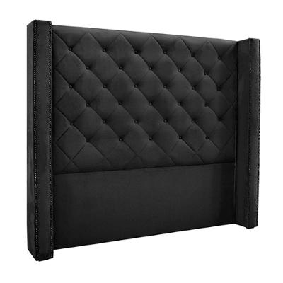 Cabeceira Decorativa Casal 1,64m Loewe Veludo Preto G63 - Gran Belo
