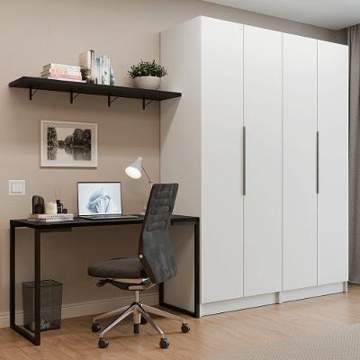 Conjunto Home Office 2 Armários Neo 1 Escrivaninha 2 Prateleiras Branco/nero Madesa Branco