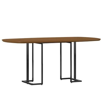 Mesa De Jantar 6 Lugares Retangular Orgânico 180cm Pés Industrial Alina N01 Cinamomo Preto - Lyam Decor