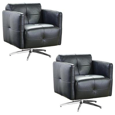 Kit 2 Poltronas Decorativas Astúria Base Giratória Couro Preto G40 - Gran Belo