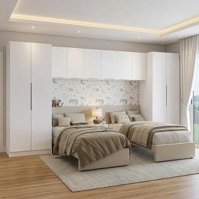 Quarto Infantil Com 2 Guarda-roupas Neo 3 Aéreos 1 Mesa De Cabeceira Branco Madesa Branco