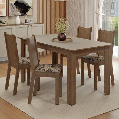 Conjunto Sala De Jantar Dolce Mesa Tampo De Madeira 6 Cadeiras Madesa Rustic/crema/bege Marrom