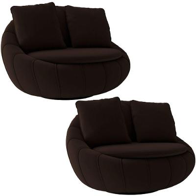 Kit 2 Poltronas Decorativas Giratória Sala De Estar Afrodite Veludo Marrom G45 - Gran Belo