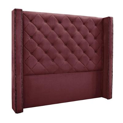Cabeceira Decorativa Casal 1,64m Loewe Veludo Vinho G63 - Gran Belo