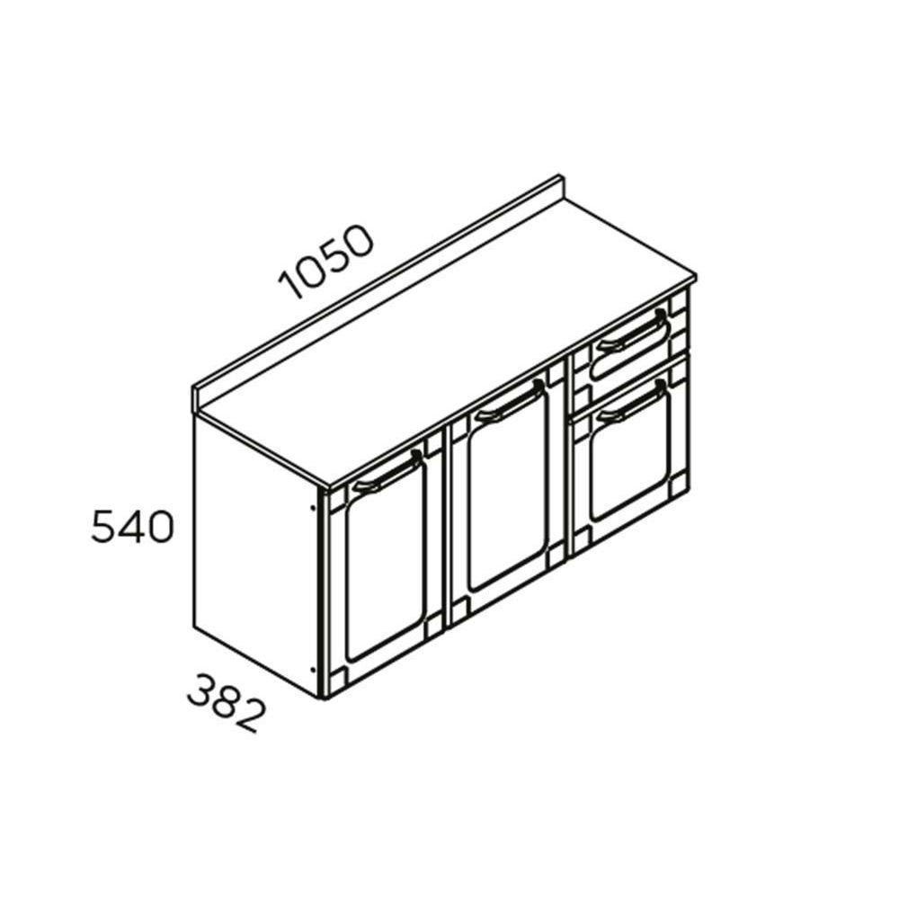 Kit de Cozinha Modulada 4 Peças Dona Maria  (1 Armário + 1 Balcão + 1 Paneleiro + 1 Complemento) C4P90 Branco - Bertolini - 3