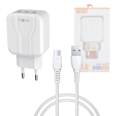 Carregador Completo Turbo 03 Entradas Usb 5.1a Com Cabo