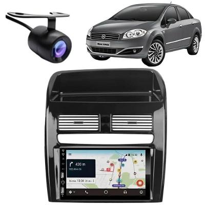 Central Multimídia MP5 DVD 7810H 710H com Bluetooth e Câmera de Ré para Fiat Linea com Moldura
