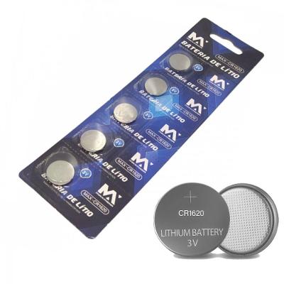 Cartela Com 5 Unidades De Bateria Cr1620 Litio 3v