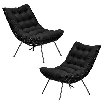 Kit 2 Poltronas Decorativas Sala De Estar Abel Base De Ferro Preto Veludo Preto G41 - Gran Belo