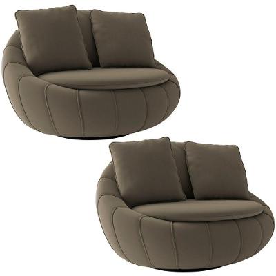 Kit 2 Poltronas Decorativas Giratória Sala De Estar Afrodite Veludo Marrom Claro G45 - Gran Belo