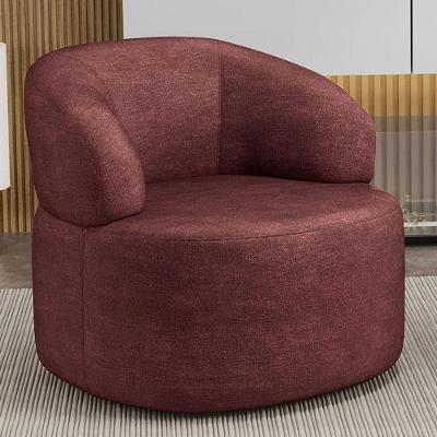 Poltrona Giratória Orgânica Para Sala De Estar Living Helena L02 Linho Bordô - Lyam Decor