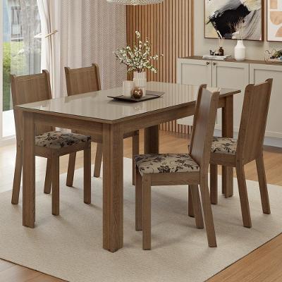 Conjunto Sala De Jantar Dolce Mesa Tampo De Madeira 6 Cadeiras Madesa Rustic/crema/bege Marrom