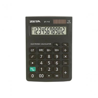 Calculadora de Mesa Zeta ZT712 com Visor de 12 Dígitos para Uso Diário Preto