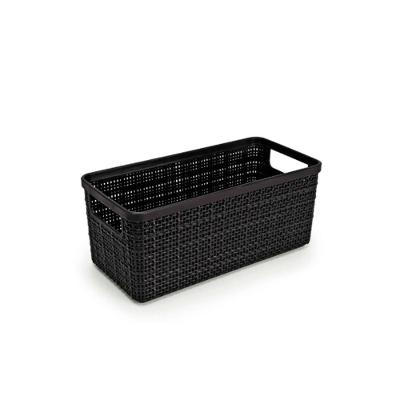 Cesto Organizador Juta Alongada Rattan Plástico Resistente BPA Free 1,5 l Preto Nitron Plast