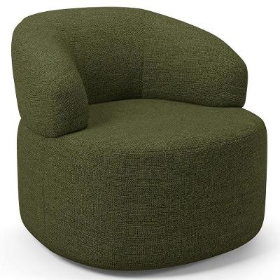 Poltrona Giratória Orgânica Para Sala De Estar Living Helena L02 Linho Verde - Lyam Decor