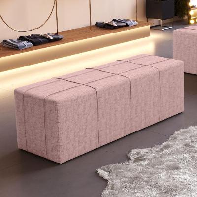 Puff Decorativo Living Sala De Estar 195 Cm Roma W01 Linho Rosa - Lyam Decor