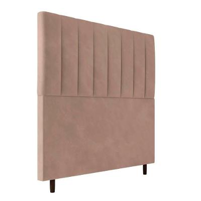 Cabeceira Decorativa Udine Casal 140cm Veludo Bege G32 - Gran Belo