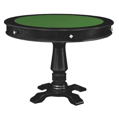 Mesa De Jogos Carteado 4 Lugares Victoria Redonda Tampo Reversível Com Gavetas E Porta Copos Preto Fosco G36 - Gran Belo