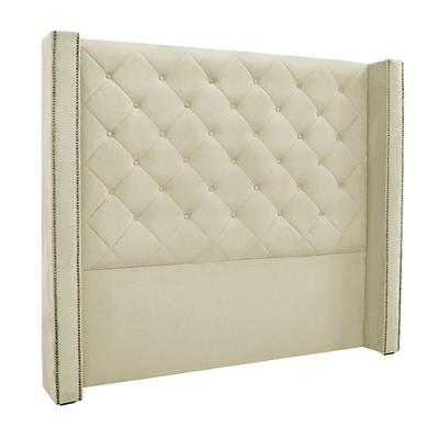 Cabeceira Decorativa King Size 2,19m Loewe Veludo Bege G63 - Gran Belo