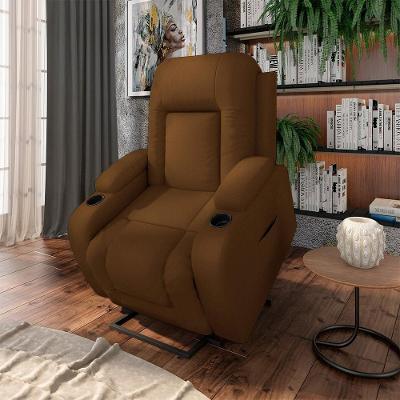 Poltrona Do Papai Reclinável Sala De Cinema Crihs Elétrica Lift Elevação Pu Caramelo G23 - Gran Belo