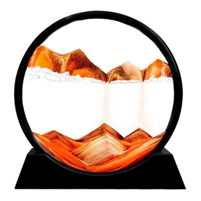 Ampulheta Decorativa Quadro Redondo Interativo com Dunas de Areia em Vidro para Quarto e Sala