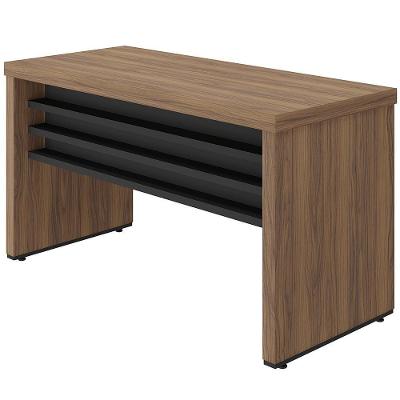 Mesa Para Escritório Home Office 135cm Atria Executiva A02 Nogal Preto - Lyam Decor